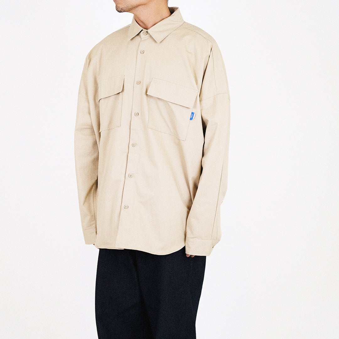 Men Oversized Shirt - Beige - SM2311171B