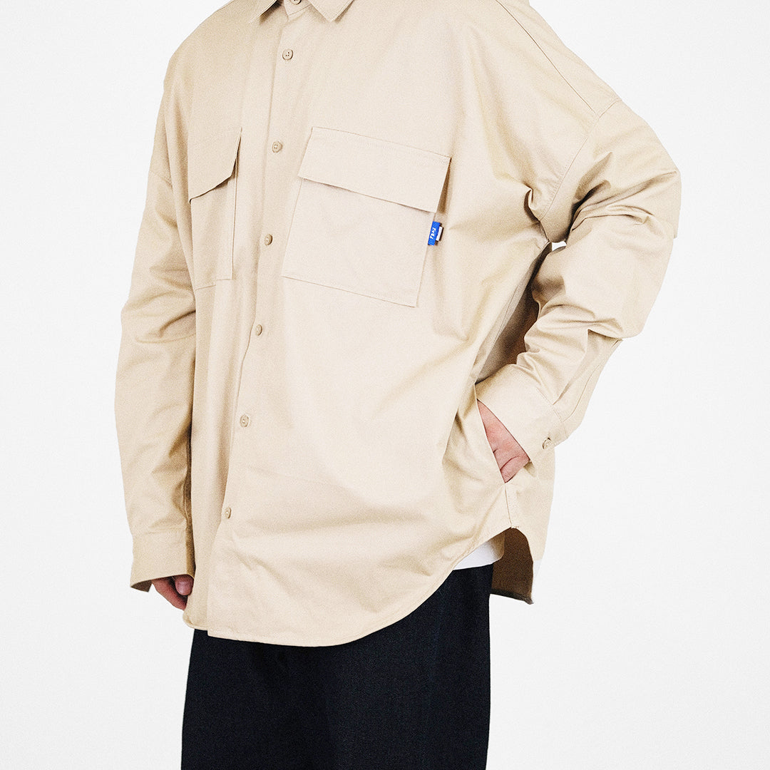 Men Oversized Shirt - Beige - SM2311171B