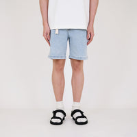 Men Slim Fit Belted Denim Shorts - Light Blue - SM2311176A