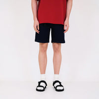 Men Slim Fit Belted Denim Shorts - Dark Blue - SM2311176C