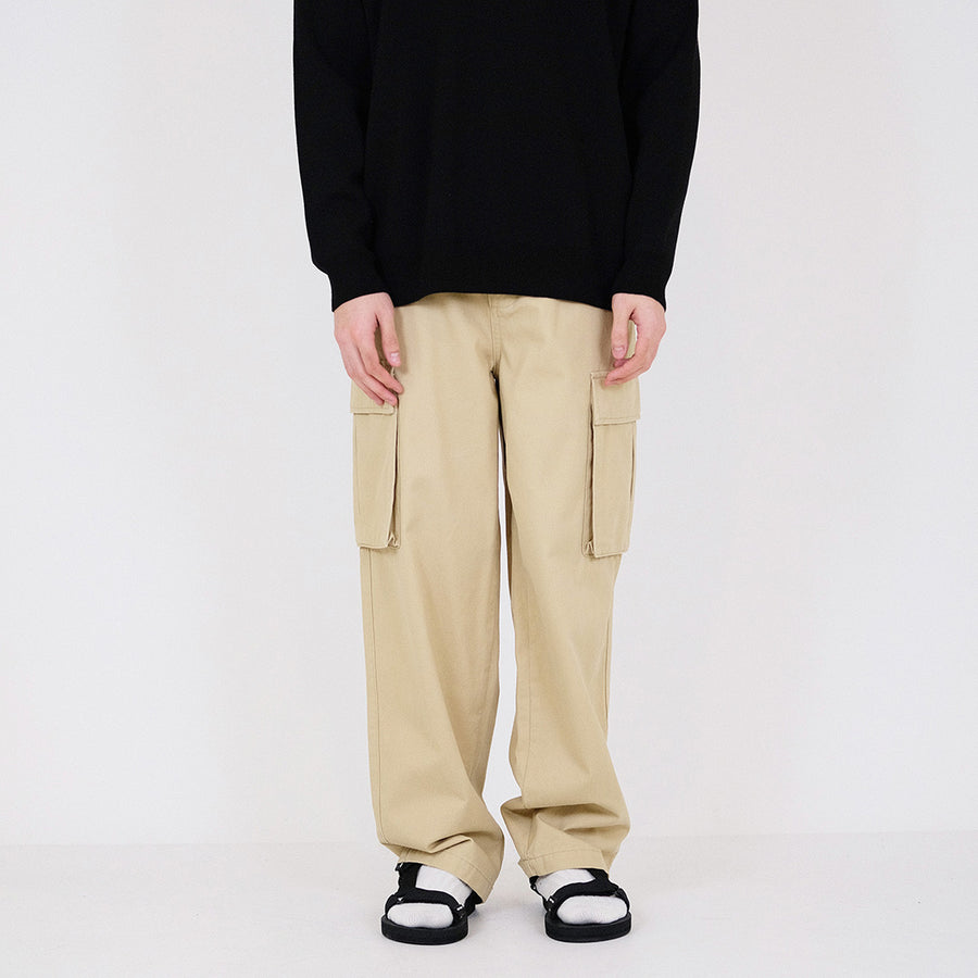 Men Wide Leg Cargo Long Pants - Khaki - SM2311179A