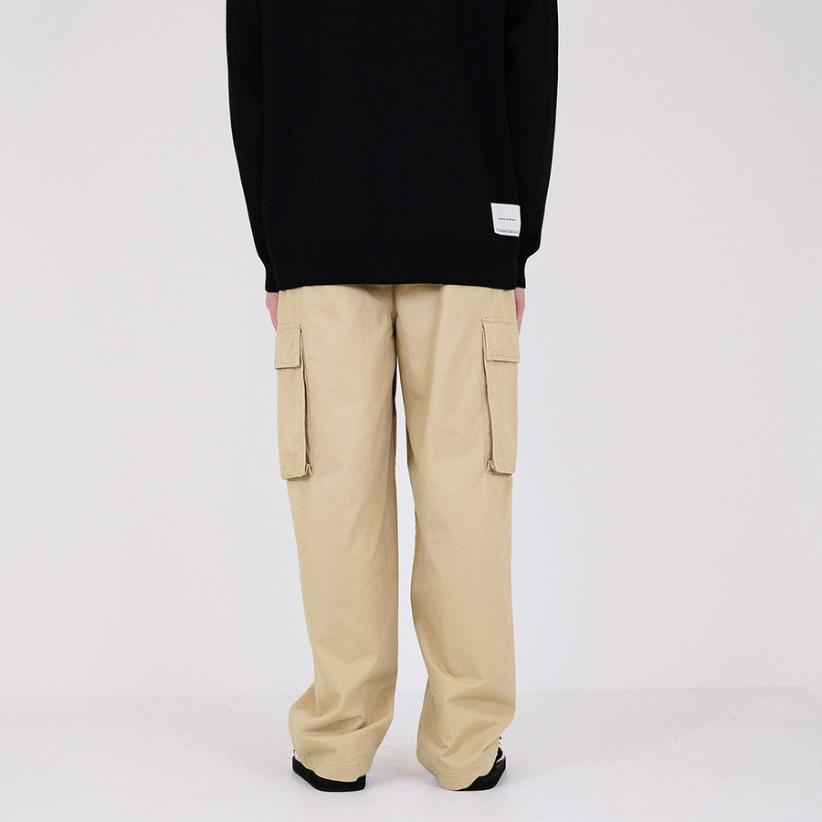 Men Wide Leg Cargo Long Pants - Khaki - SM2311179A