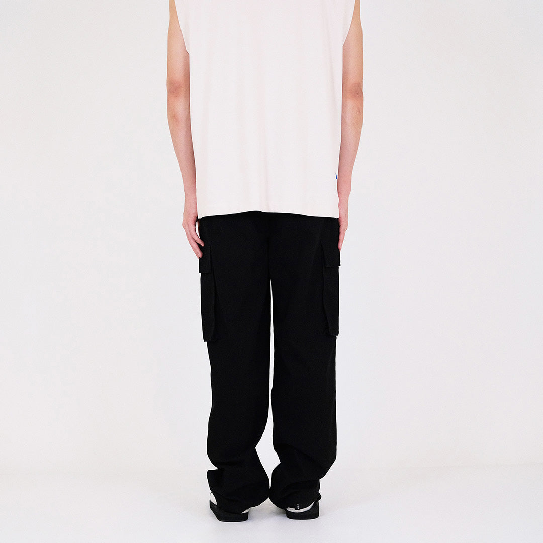 Men Wide Leg Cargo Long Pants - Black - SM2311179D