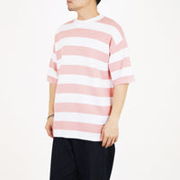 Men Oversized Stripe Sweater - Flamingo - SM2312187A