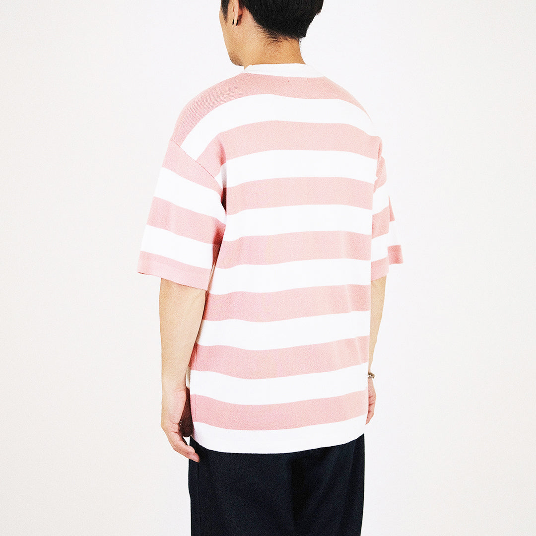 Men Oversized Stripe Sweater - Flamingo - SM2312187A