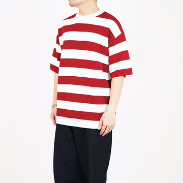 Men Oversized Stripe Sweater - Dark Red - SM2312187C