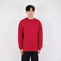 Men Oversized Long Sleeve Top - Dark Red - SM2312190B
