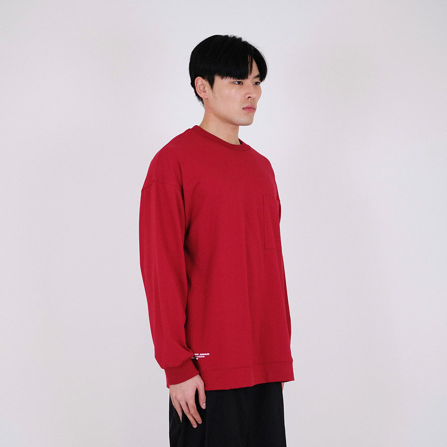 Men Oversized Long Sleeve Top - Dark Red - SM2312190B