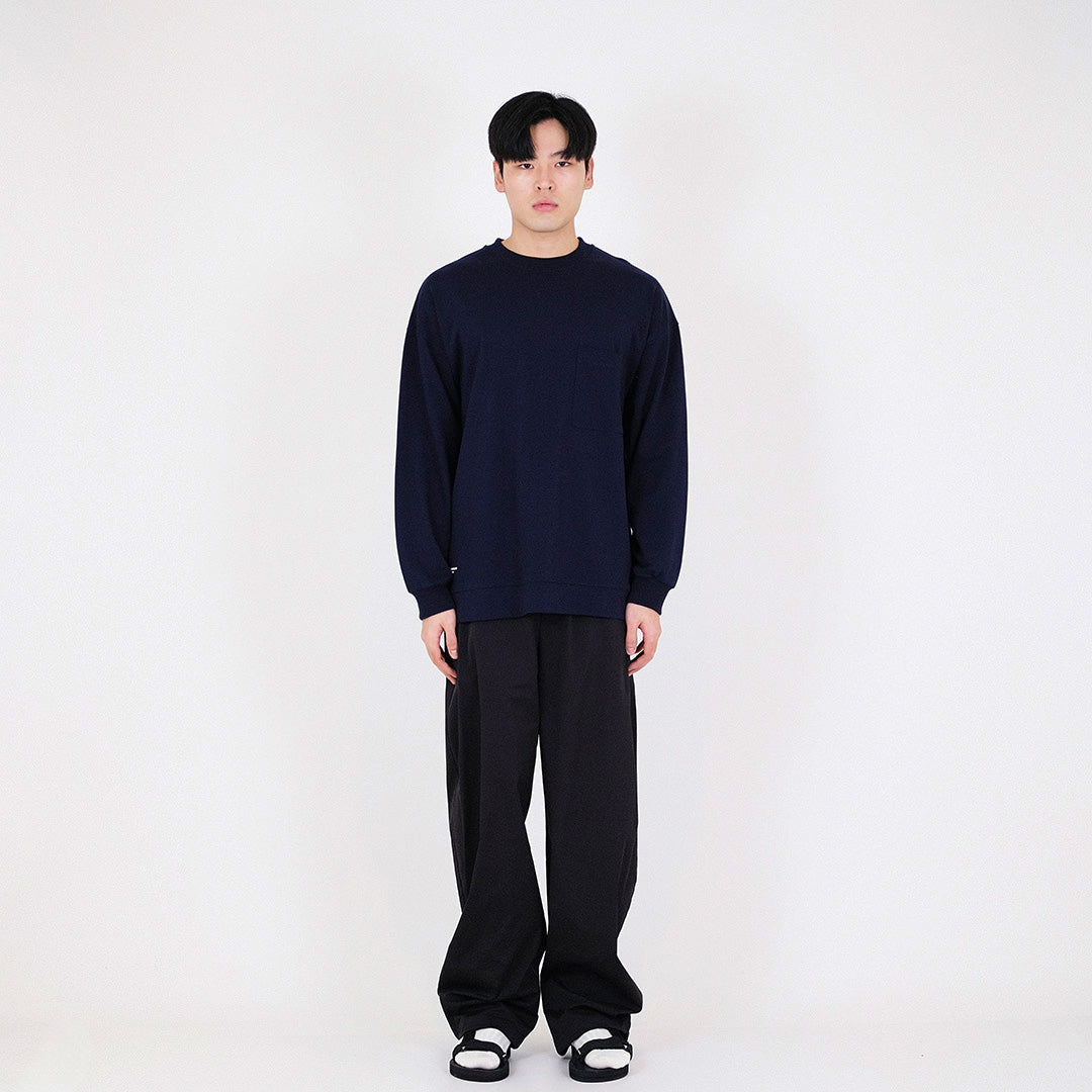 Men Oversized Long Sleeve Top - Navy - SM2312190C