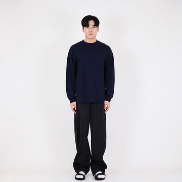 Men Oversized Long Sleeve Top - Navy - SM2312190C