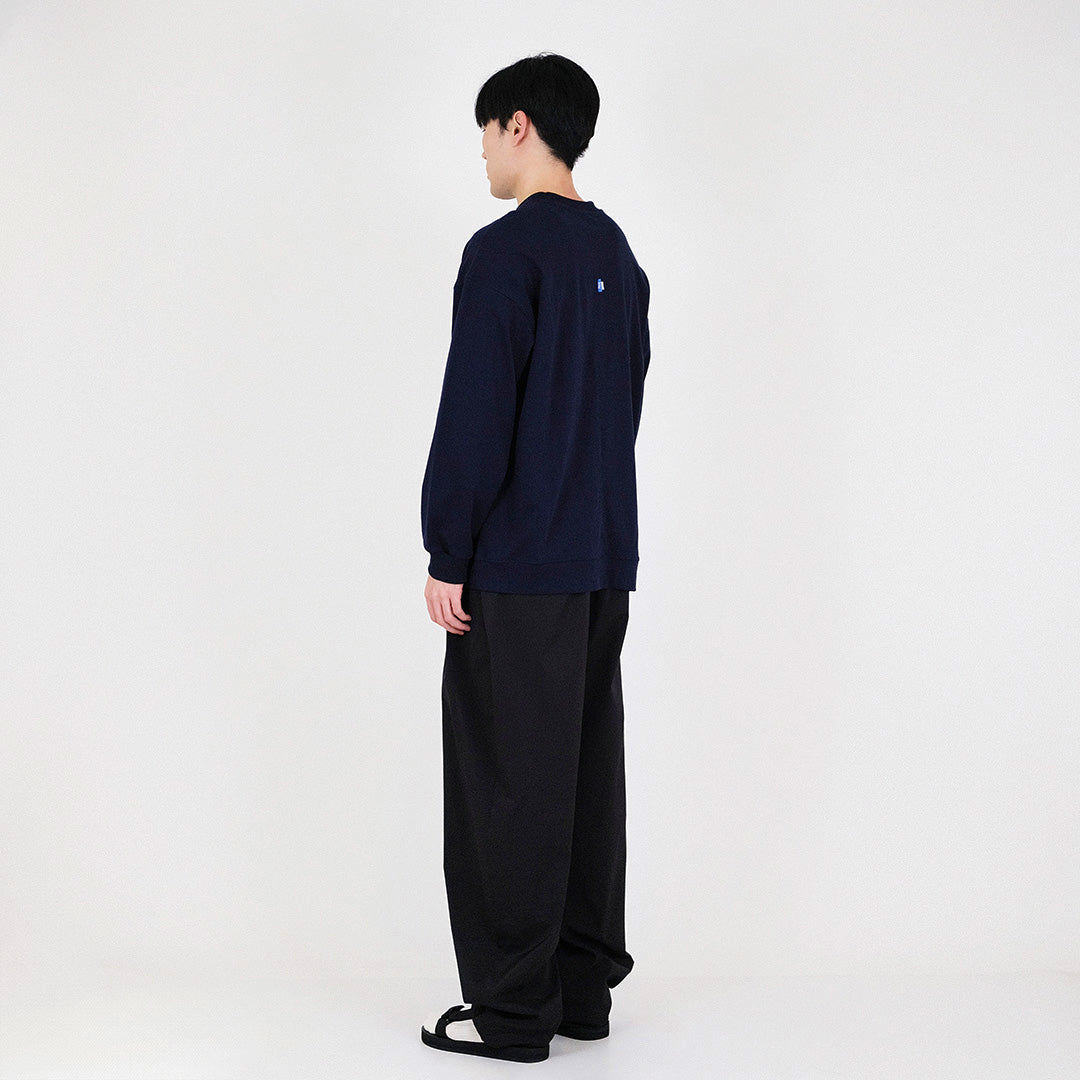 Men Oversized Long Sleeve Top - Navy - SM2312190C