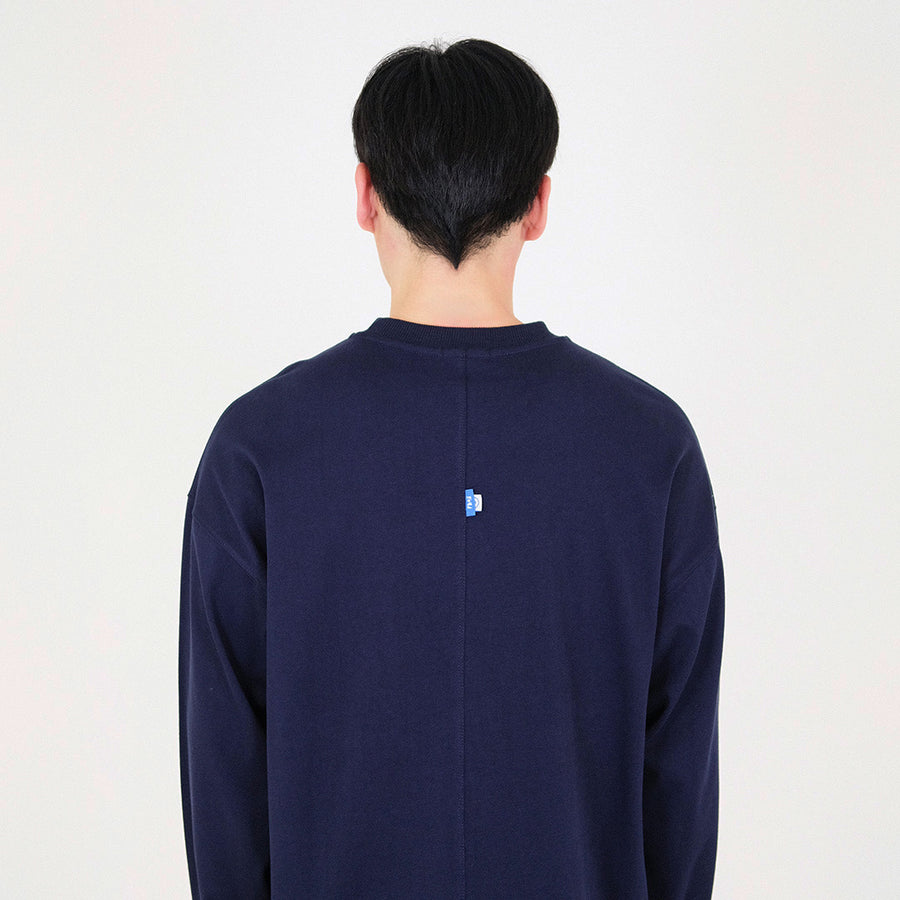 Men Oversized Long Sleeve Top - Navy - SM2312190C