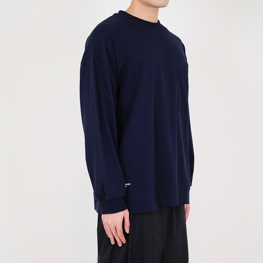 Men Oversized Long Sleeve Top - Navy - SM2312190C