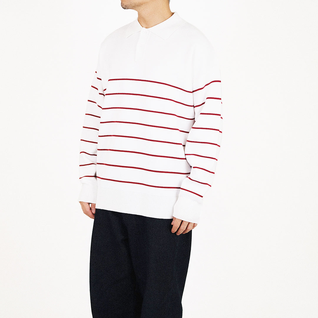 Men Oversized Polo Sweater - Red - SM2312191B