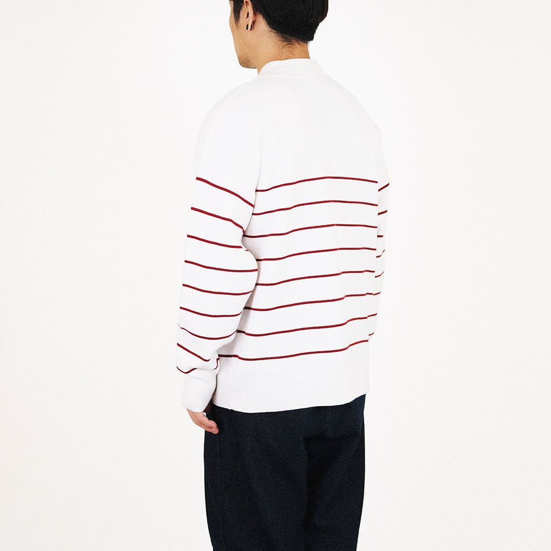 Men Oversized Polo Sweater - Red - SM2312191B