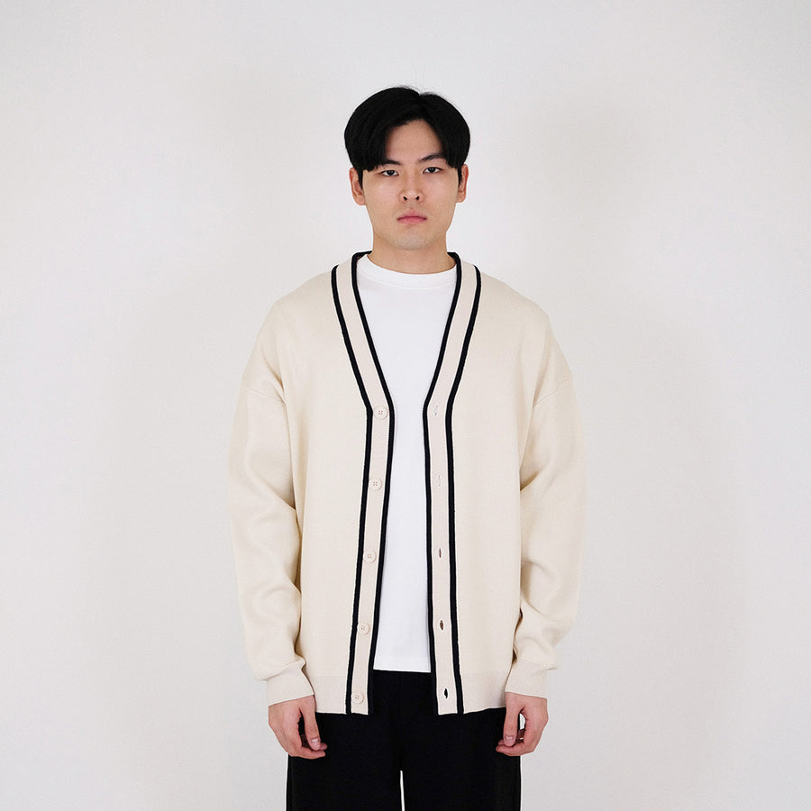 Men Oversized Cardigan - Sand - SM2312192A