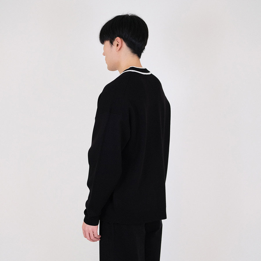 Men Oversized Cardigan - Black - SM2312192B