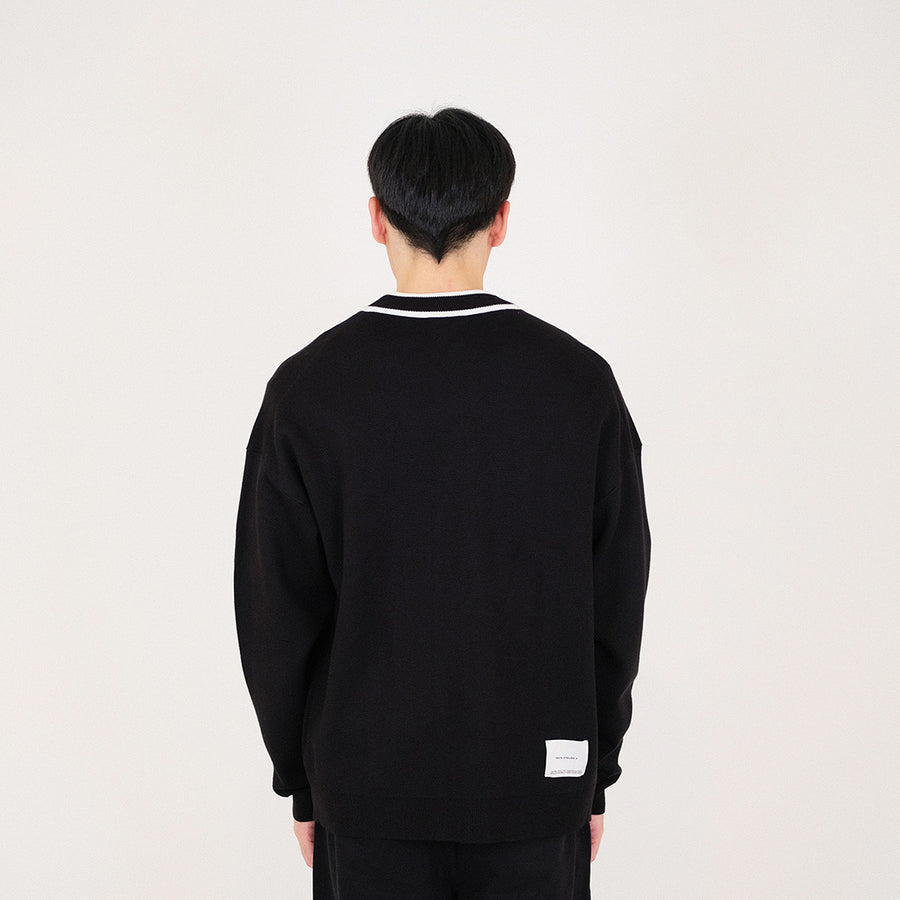 Men Oversized Cardigan - Black - SM2312192B