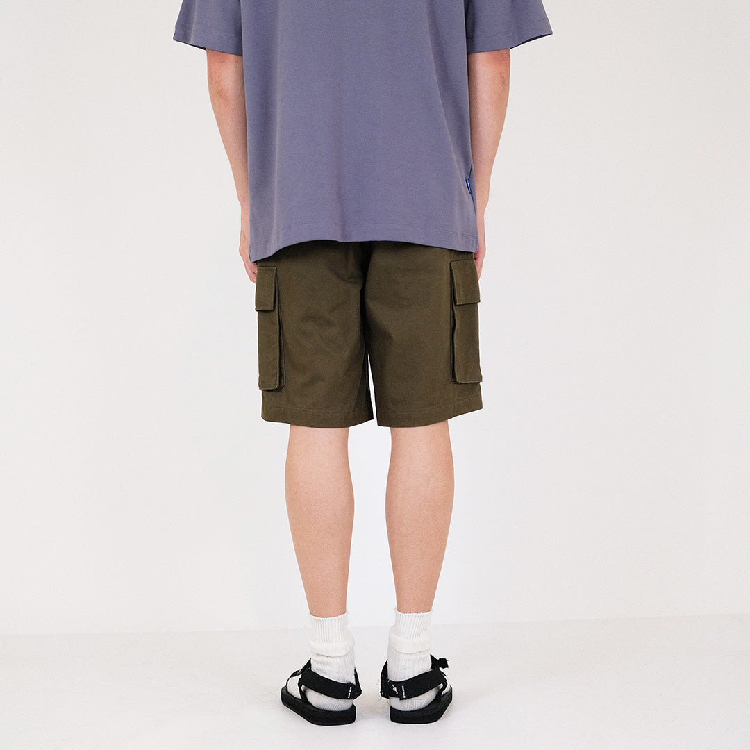 Men Slim Fit Twill Cargo Shorts - Army Green - SM2312194C