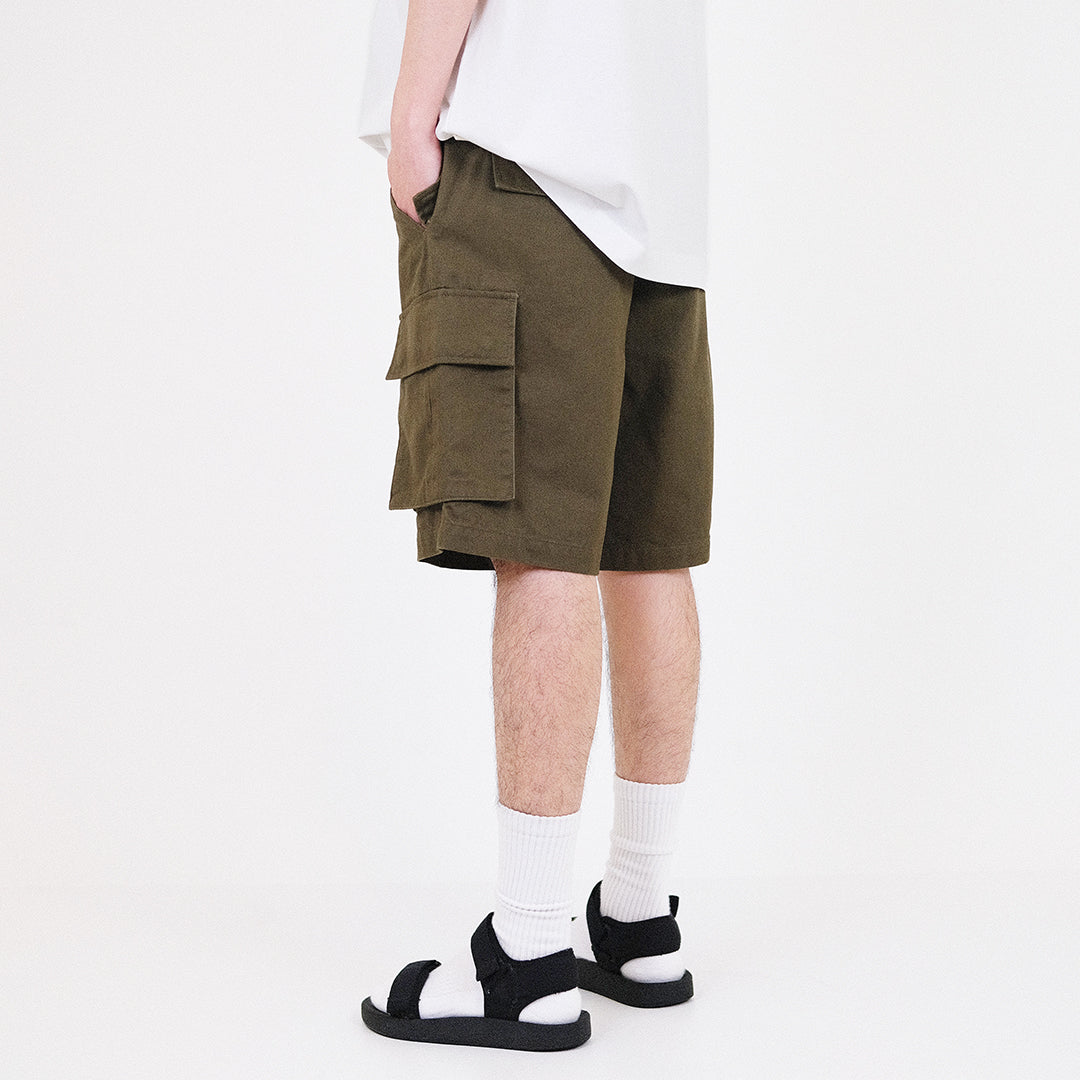 Men Slim Fit Twill Cargo Shorts - Army Green - SM2312194C
