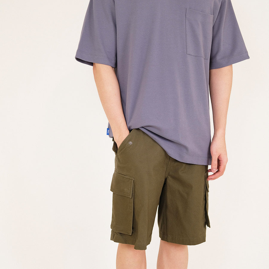 Men Slim Fit Twil Cargo Shorts - Army Green - SM2312194C