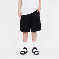 Men Slim Fit Twil Cargo Shorts - Black - SM2312194D