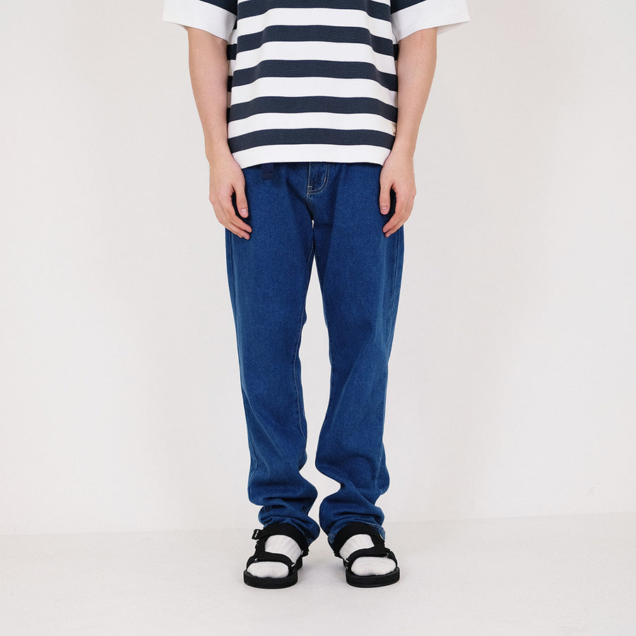 Men Slim Cut Long Jeans With Belt - Blue - SM2312195C