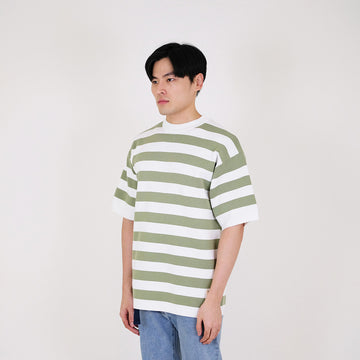 Men Oversized Stripe Sweater - Mint - SM2401004A