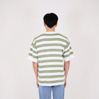 Men Oversized Stripe Sweater - Mint - SM2401004A