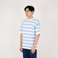 Men Oversized Stripe Sweater - Dusty Blue - SM2401004B
