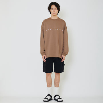 Men Embroidery Oversized Top - Dark Brown - SM2401006C