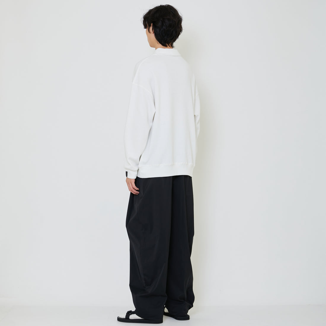 Men Oversized Polo Sweatshirt - Off White - SM2401010A