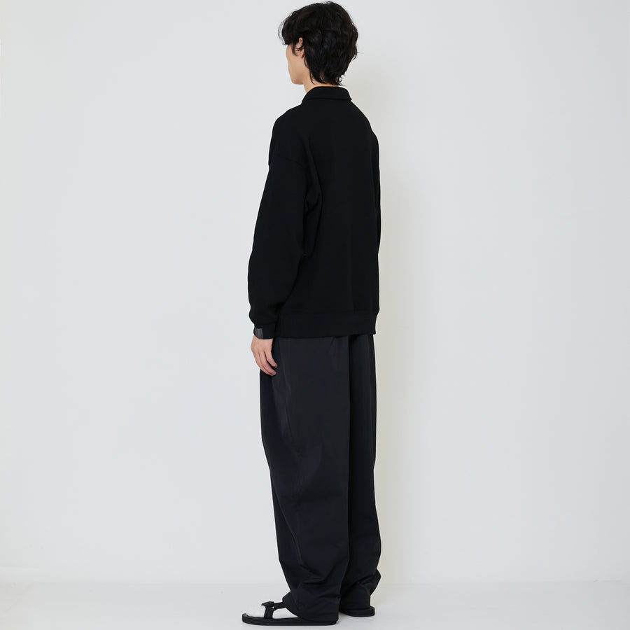 Men Oversized Polo Sweatshirt - Black - SM2401010B