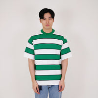 Men Oversized Stripe Sweater - Green - SM2402022A