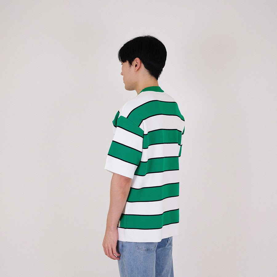 Men Oversized Stripe Sweater - Green - SM2402022A