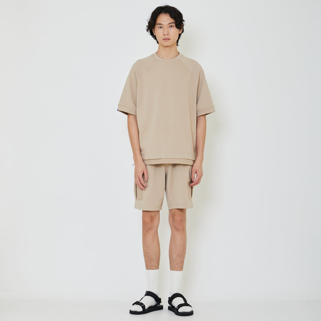 Men Oversized Pique Top - Beige - SM2402024B