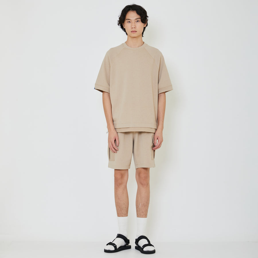 Men Oversized Pique Top - Beige - SM2402024B