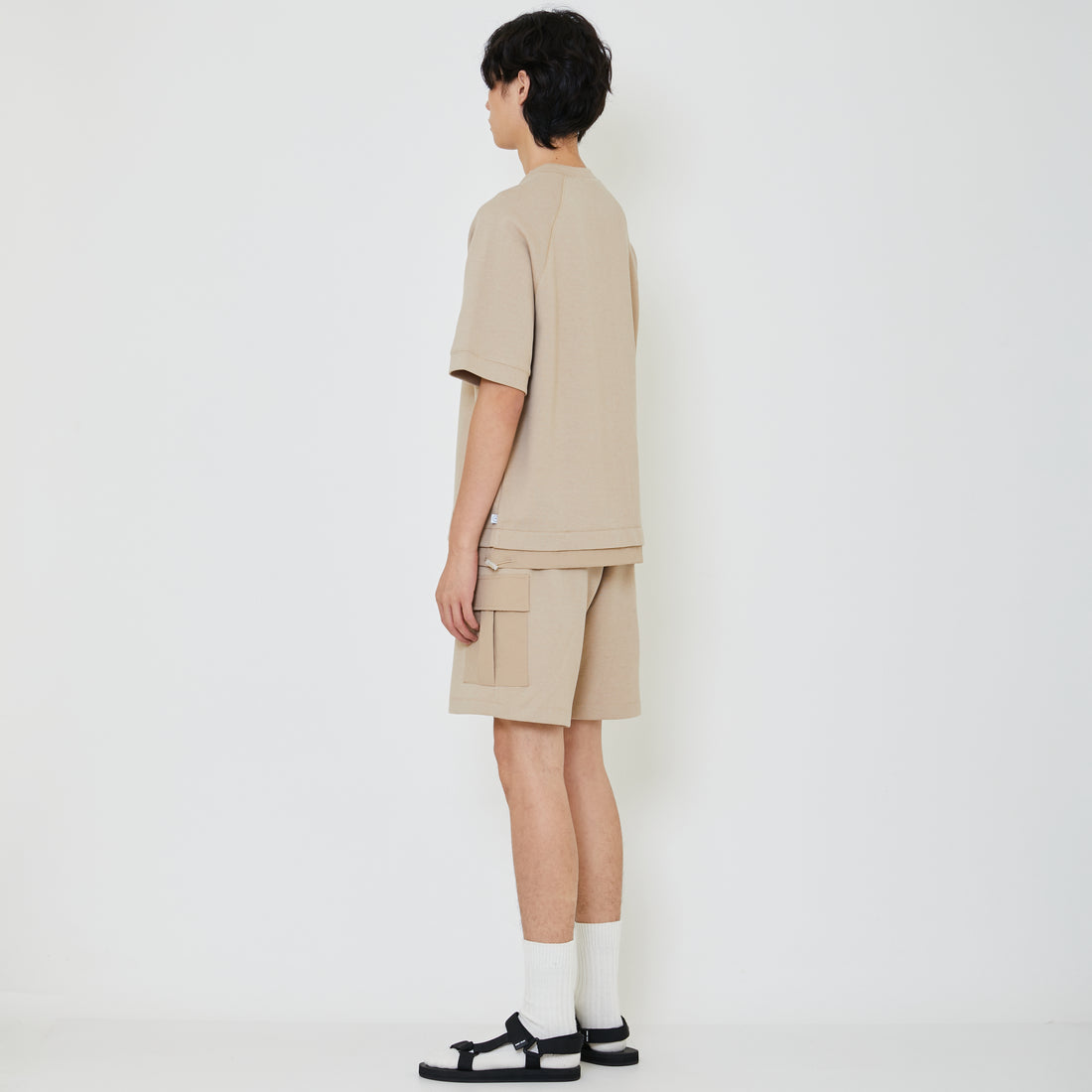Men Oversized Pique Top - Beige - SM2402024B