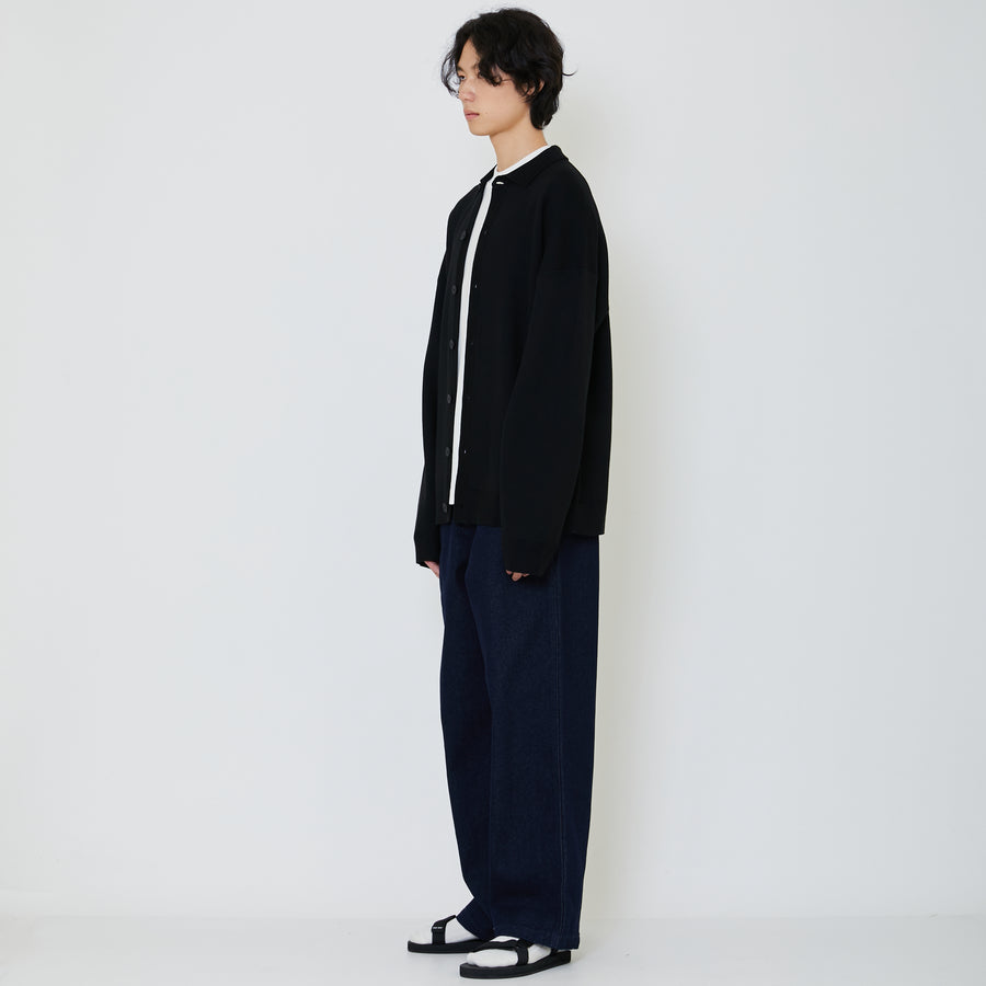 Men Oversized Polo Sweater - Black - SM2402028C