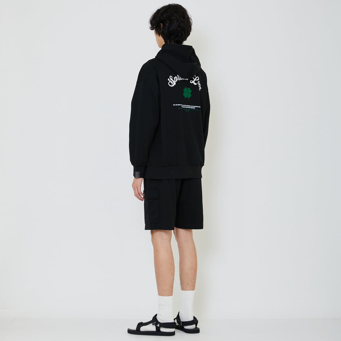 Men Embroidery Oversized Hoodie - Black - SM2402030D