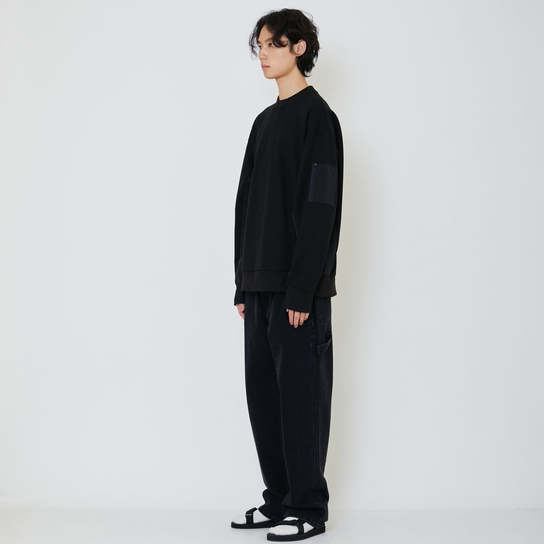 Men Oversized Sweatshirt - Black - SM2402031C