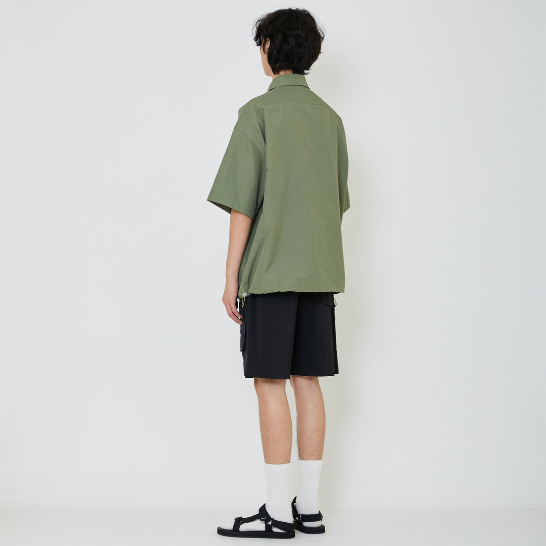 Men Oversized Nylon Shirt - Dusty Green - SM2402034B