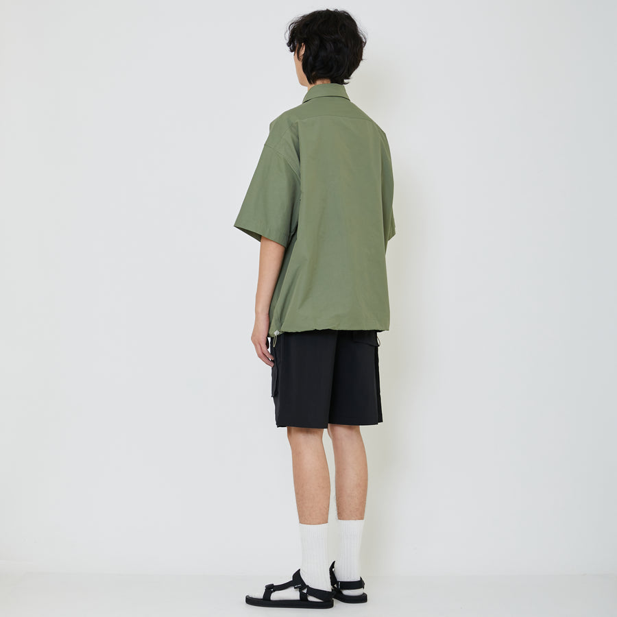 Men Oversized Nylon Shirt - Dusty Green - SM2402034B