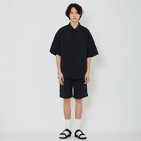 Men Oversized Nylon Shirt - Black - SM2402034C