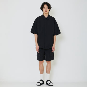 Men Oversized Nylon Shirt - Black - SM2402034C