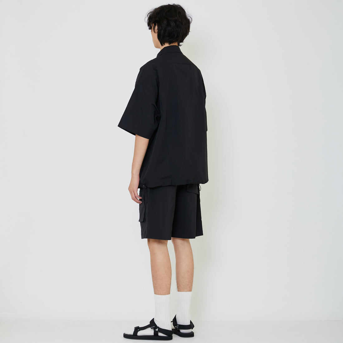 Men Oversized Nylon Shirt - Black - SM2402034C