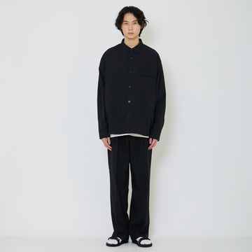Men Oversized Nylon Shirt - Black - SM2402035B