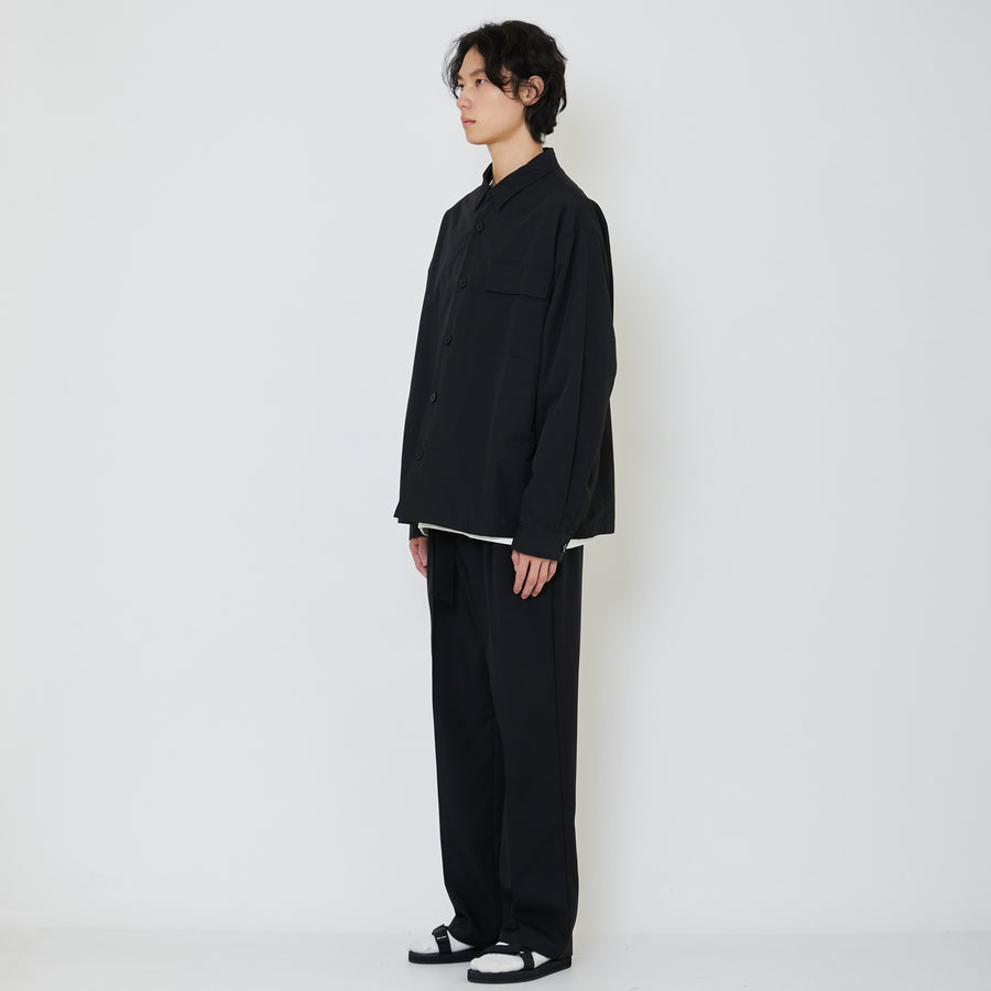 Men Oversized Nylon Shirt - Black - SM2402035B