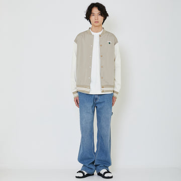 Men Oversized Varsity Jacket - Beige - SM2402036A