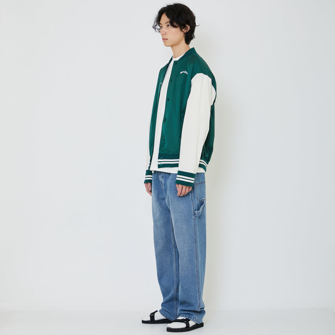 Men Oversized Varsity Jacket - Green - SM2402036B